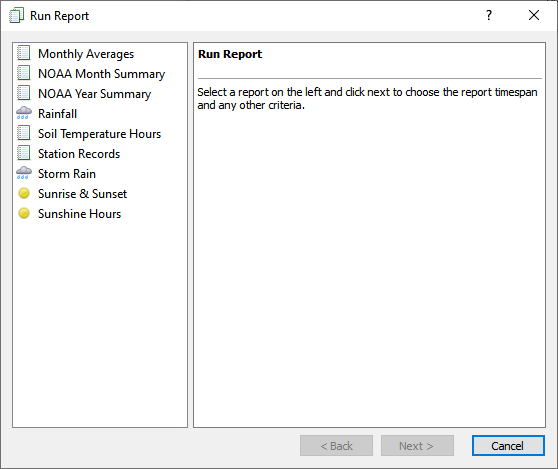 Run Report Dialog